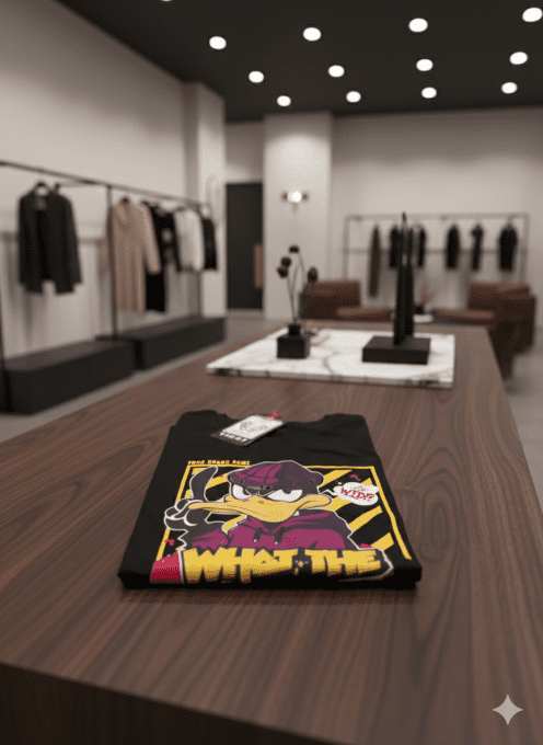 T-shirt noir “What The Duck” Very Ouest – graphisme pop urbain