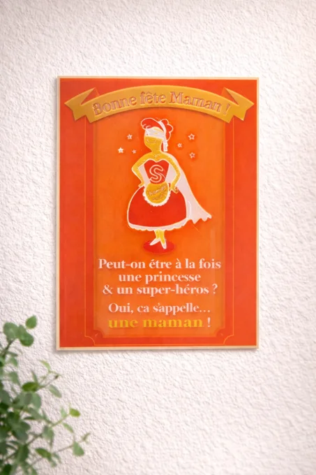 Tableau 3D Bonne fête Maman – rose ou rouge, 22,5 × 16,5 cm