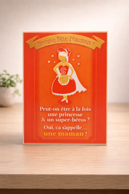 Tableau 3D Bonne fête Maman – rose ou rouge, 22,5 × 16,5 cm