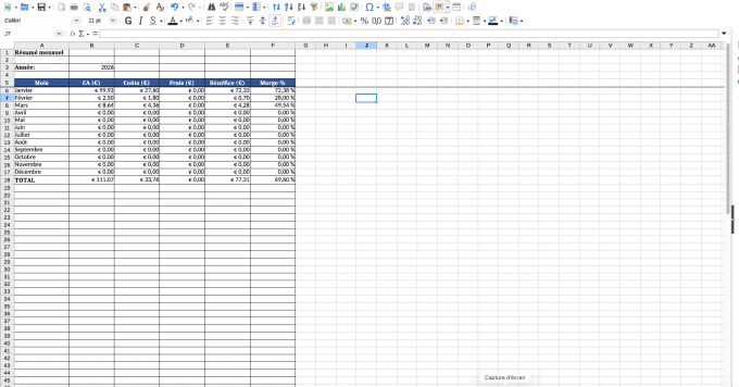 Pack Auto-Entrepreneur : Tarification + Stock & Ventes (XLSX)