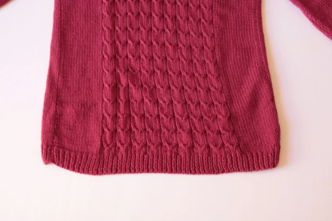 Pull femme rouge framboise fait main mérinos cachemire Inacio Creations M 38/40