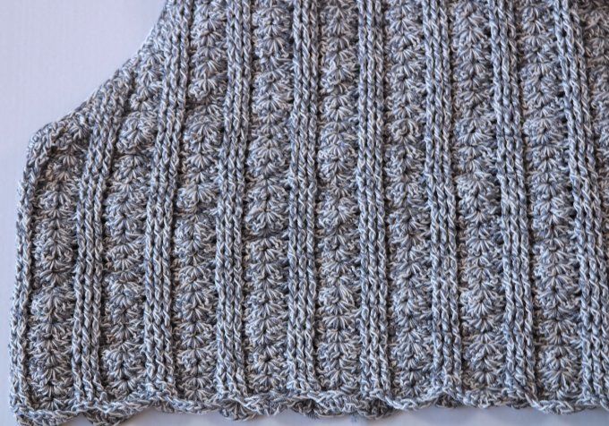 Top dos nu crochet gris chiné 100% coton fait main M 38-40