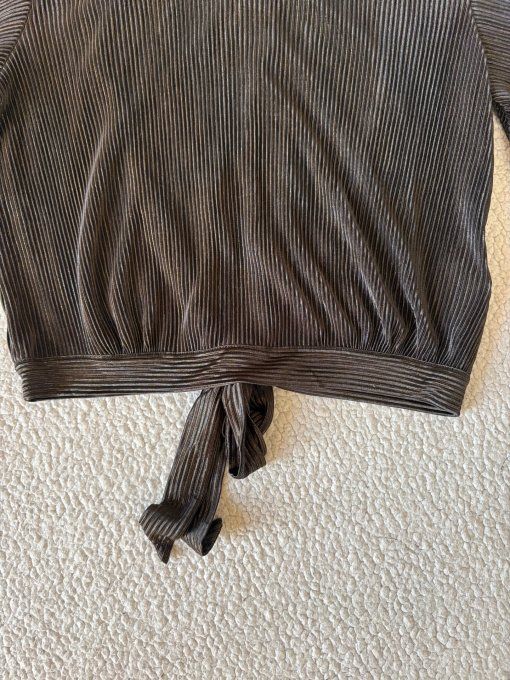 Top plissé noir brillant à nouer Camaieu M