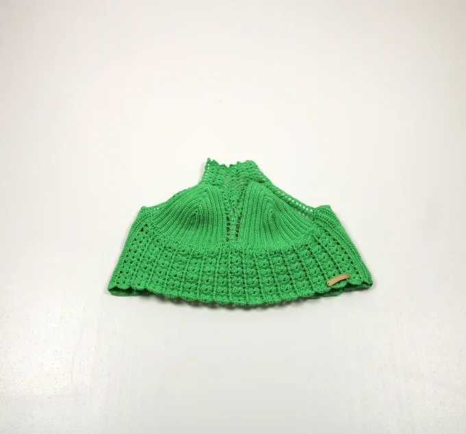 Top crochet vert 100% coton fait main M