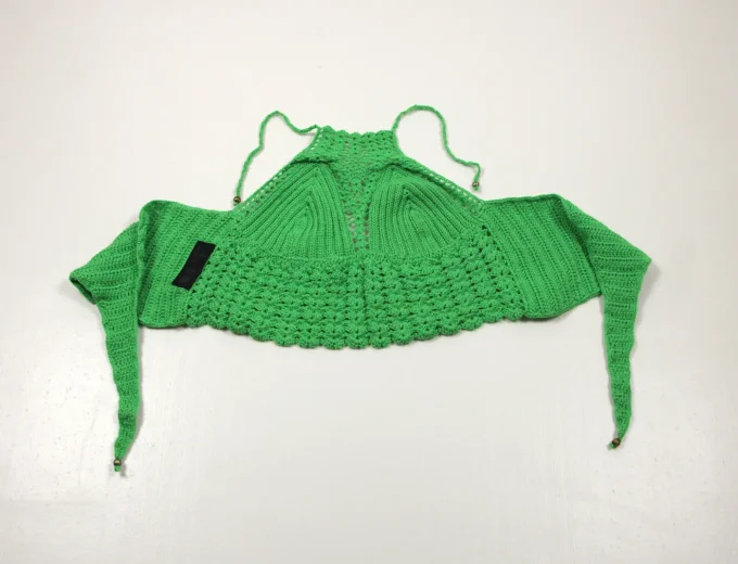 Top crochet vert 100% coton fait main M