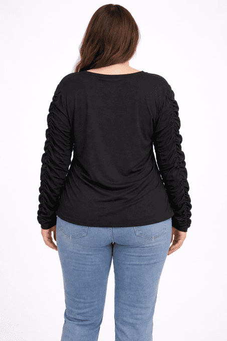  Top femme noir manches longues froncées Ardene XL