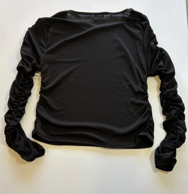 Top femme noir manches longues froncées Ardene XL