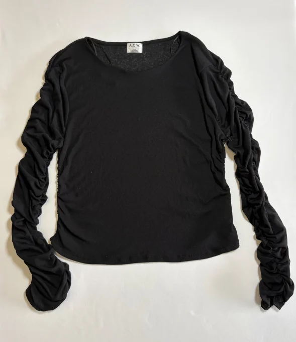  Top femme noir manches longues froncées Ardene XL
