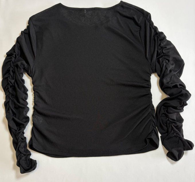  Top femme noir manches longues froncées Ardene XL