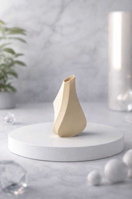 Vase déco torsadé beige – Impression 3D PLA+