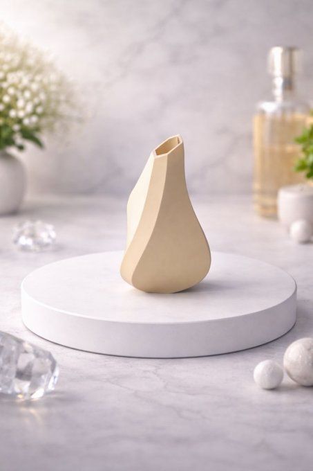 Vase déco torsadé beige – Impression 3D PLA+