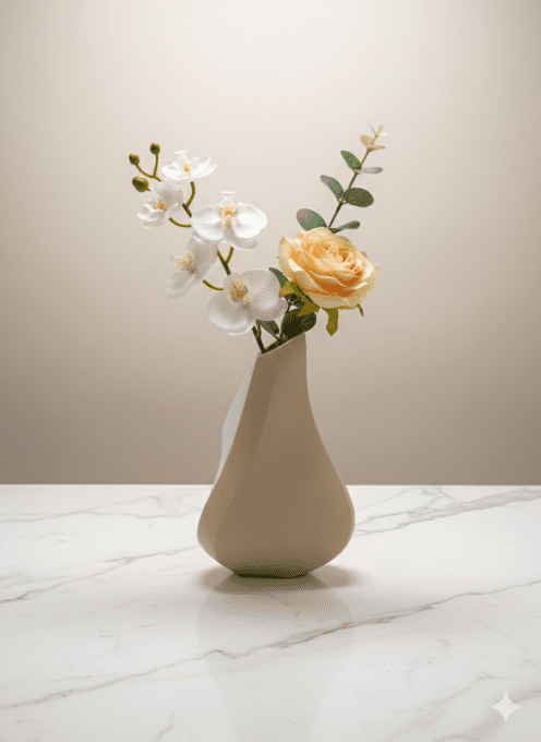 Vase déco torsadé beige – Impression 3D PLA+
