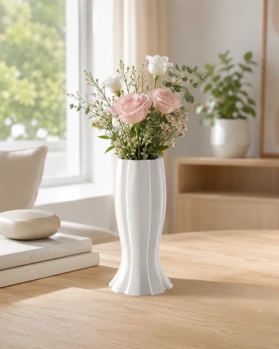 Vase décoratif ondulé en PLA — impression 3D, style moderne