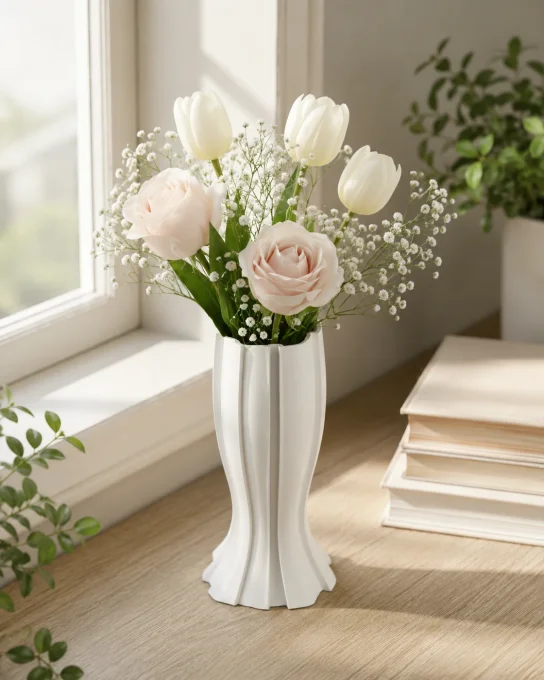 Vase décoratif ondulé en PLA — impression 3D, style moderne