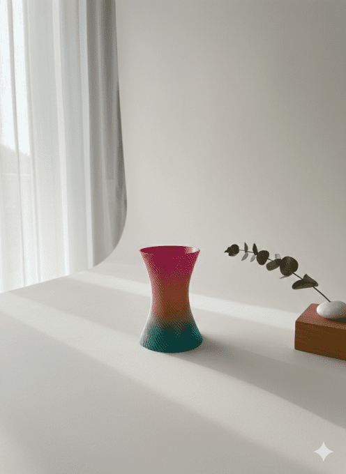 Vase déco torsadé multicolore – Impression 3D PLA+ – 20 cm