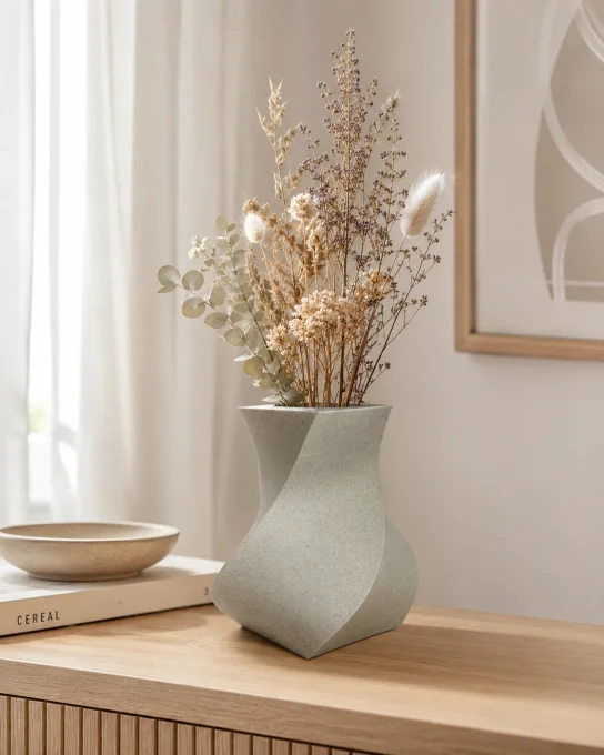 Vase décoratif ondulé en PLA — impression 3D, déco moderne