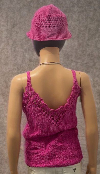 Débardeur crochet femme rose fuchsia – Réf. VD001-2