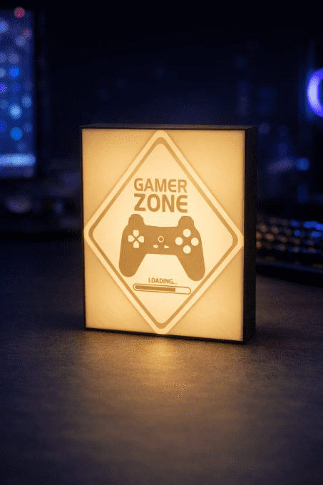 Veilleuse “Gamer Zone” – design gaming noir & blanc, 16,5 cm