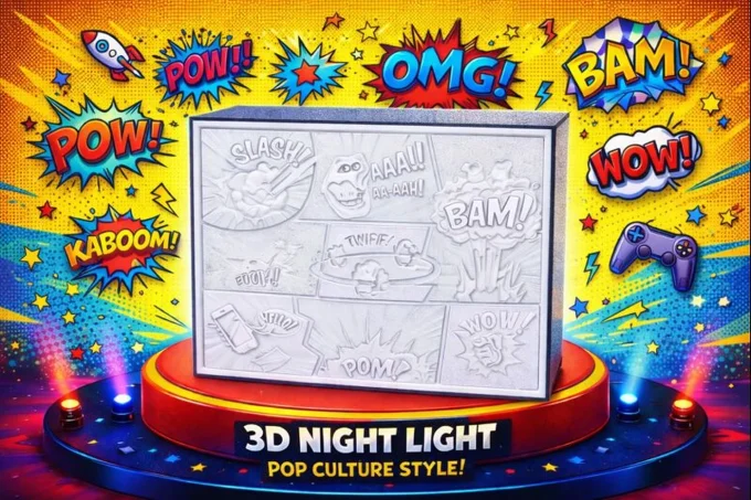 Veilleuse LED 3D Pop Art Comics en PLA pour décoration gaming