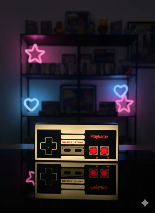 Veilleuse LED Manette rétro en PLA+ – USB-A 5 V / 1 A, 25,5 cm