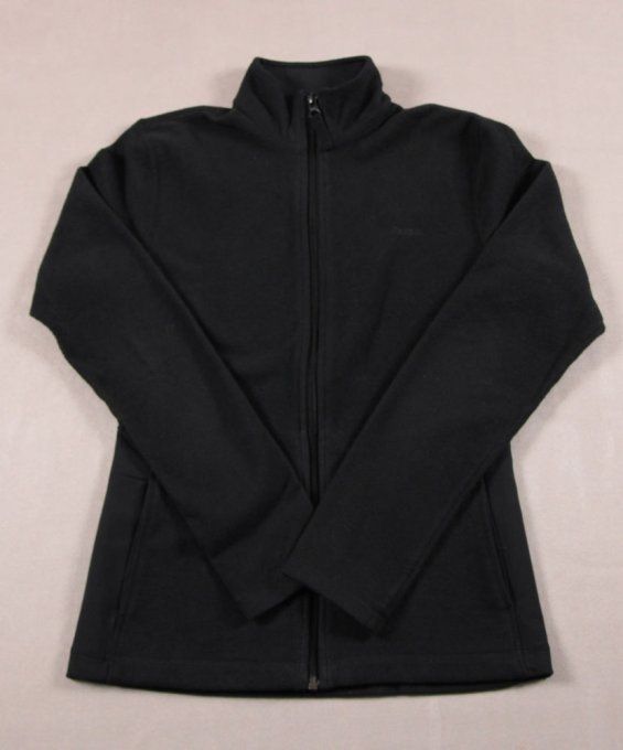 Veste polaire noire zippée pour femme Reebok vue de face à plat.