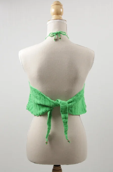 Top crochet vert 100% coton fait main M