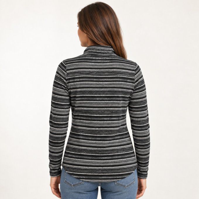 Polaire femme Eddie Bauer rayée noir et gris – taille S
