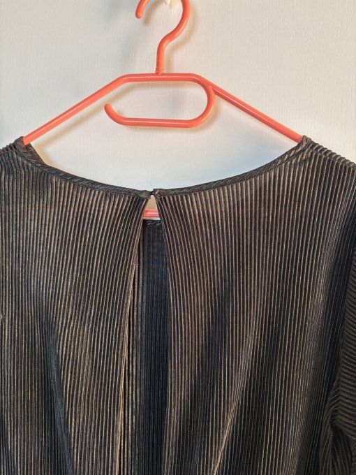 Top plissé noir brillant à nouer Camaieu M